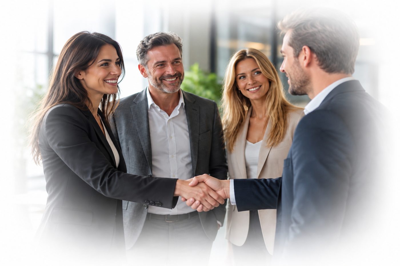 Stretta di mano tra consulente e azienda — immagine dal materiale del cliente